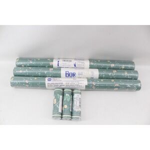 Deadstock Vintage MCM Borden Green Vinyl Wallcovering 3 rolls WC829 3‎ - WB828